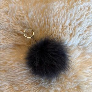 Black Fur Pompom Keychain
